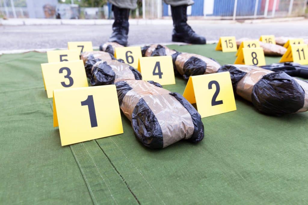 Drug evidence seized during the police raid drug disposal technology
